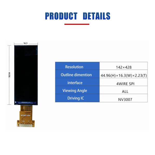 1.68 Inch Tft Lcd Display Screen 142x428 Resolution Custom Tft Display SPI