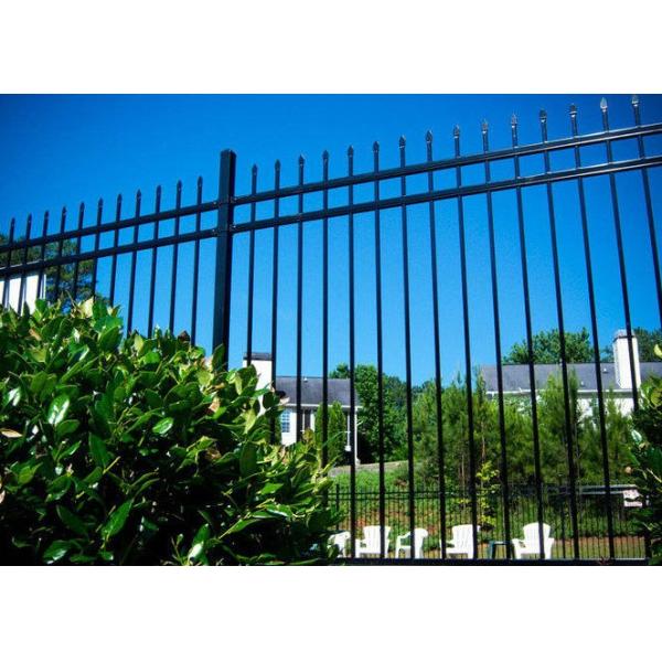 ISO9001 Steel Tubular Fencing , 2.1x2.4m 3 Rail Steel Fence