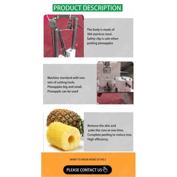SUS304 Manual Pineapple Peeler Peeling Jackfruit Skin Removing Machine For Pineapple