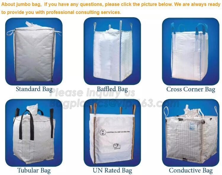 polypropylene woven plastic jumbo bag pp big bag for sand, building material, 500kg-1000kg PP Woven Jumbo Bag Big Bag wi
