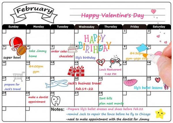 Quality Custom Dry Erase Fridge Magnet Calendar, 12 x 16 inch Magnetic Weekly Planner with dry erase marker for sale