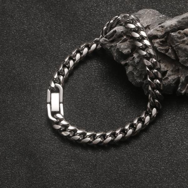 Multi Sizes 18k Stainless Steel Bracelets 17cm Cuban Link Chain Bracelet 19cm