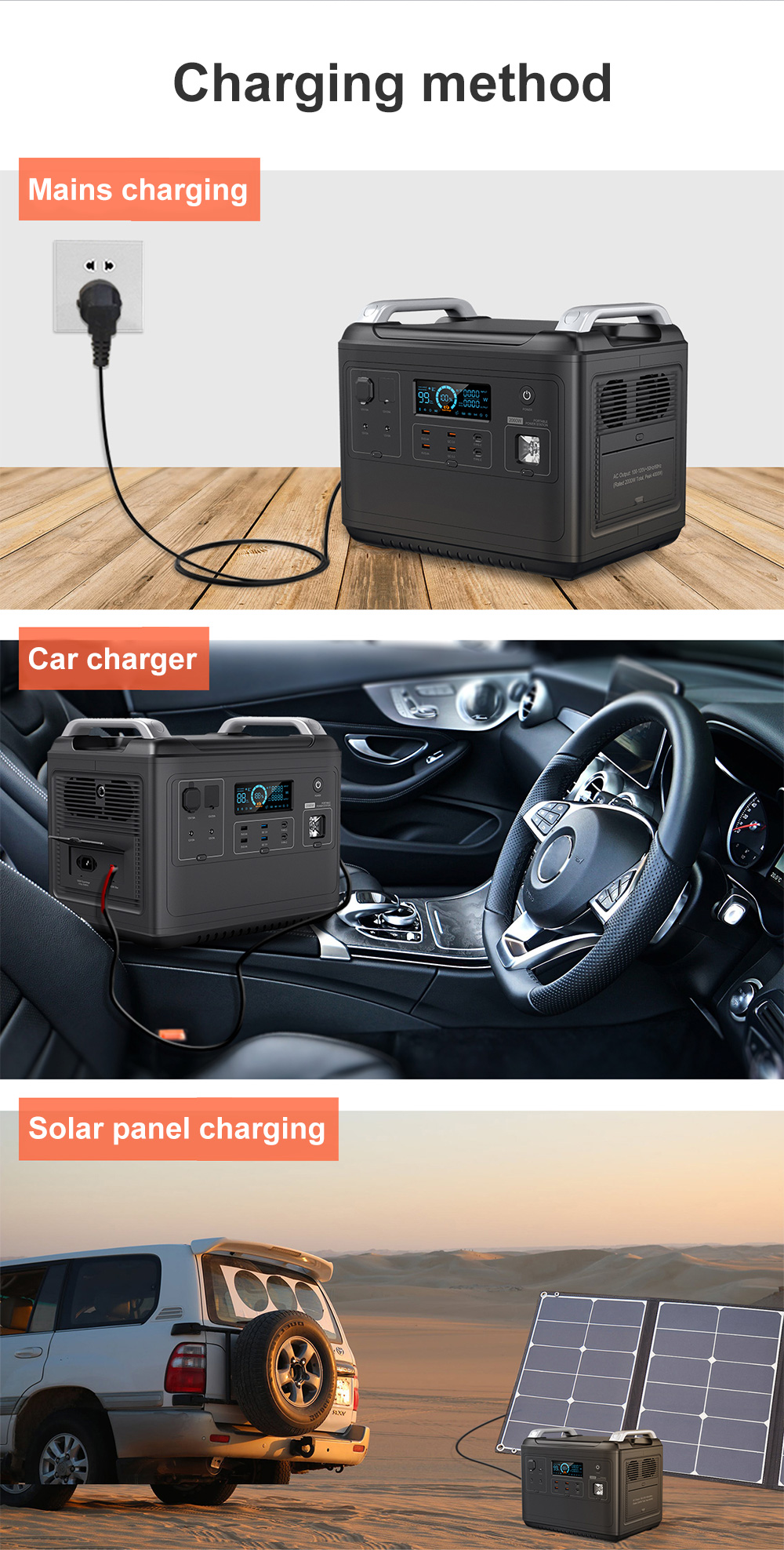 New energy generator MPPT input two-way 2000W quick lifepo4 portable power station 2000w