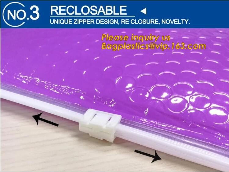 Cosmetic Slider Zip lockk Bubble Bags Bubble Slide Pouch,Zip lockk esd bubble bag bubble packaging wrap cosmetic pouch slide