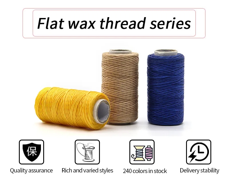 150d 0.8mm 30m Flat Waxed Polyester Thread for Bag Sewing 100% Polyester DIY Wax Cord