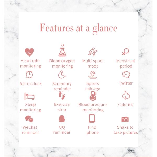 Fashionable Red Strap RTL8762CK Ladies Smart Bracelet IP68 Waterproof