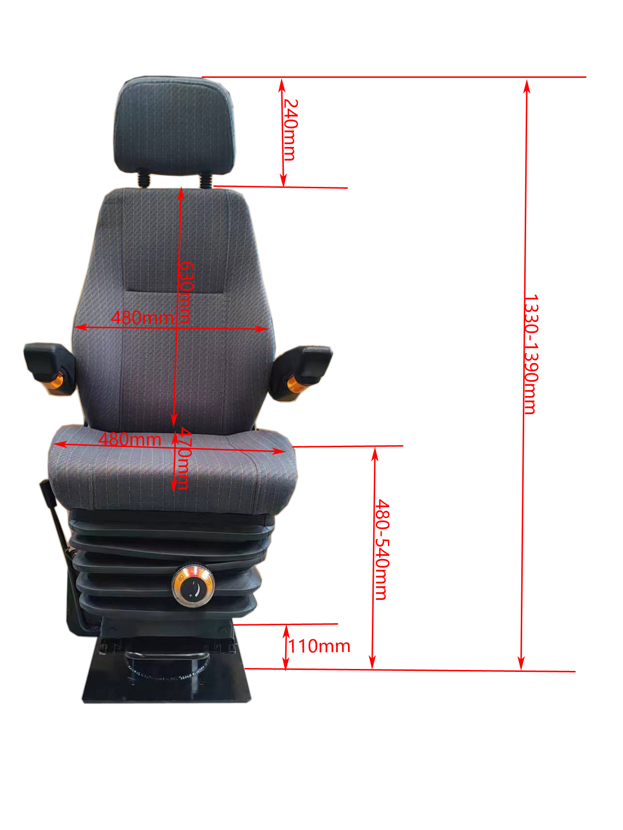 360 Suspension Mechanical Seat Locomotive Seat 1330mm-1390mm Height