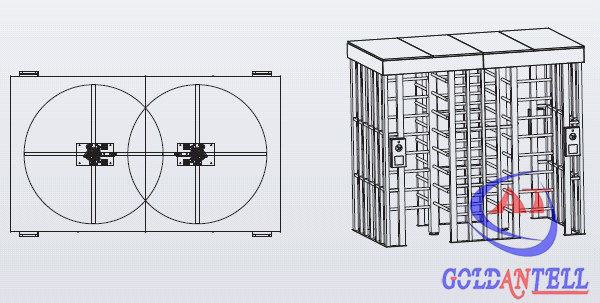 Bi - directional Full Height Turnstiles Airports Subway Station Automatic Revolving Door