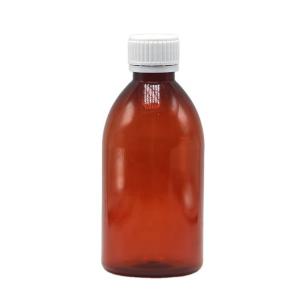China 250ml Round Amber Prescription Pharmacy PET Liquid Medicine Scaled Container with Lid wholesale