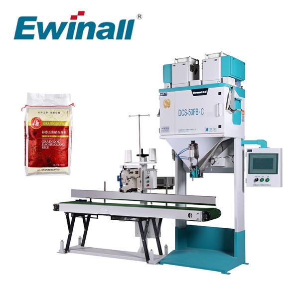 Quality Ewinall DCS-50FB-C Automatic Manual Rice Packing Machine 5kg 10kg 15kg 25kg for sale