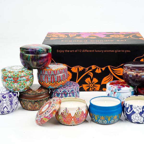 Quality Customized Tin Scented Candle Grass Scented Soy Wax Candles Gift Set for sale