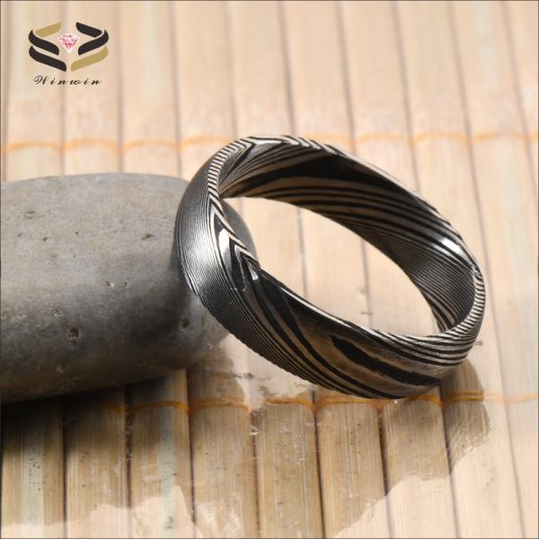Men Women Damascus Steel Rings for Wedding Engagement Anniversary Gift