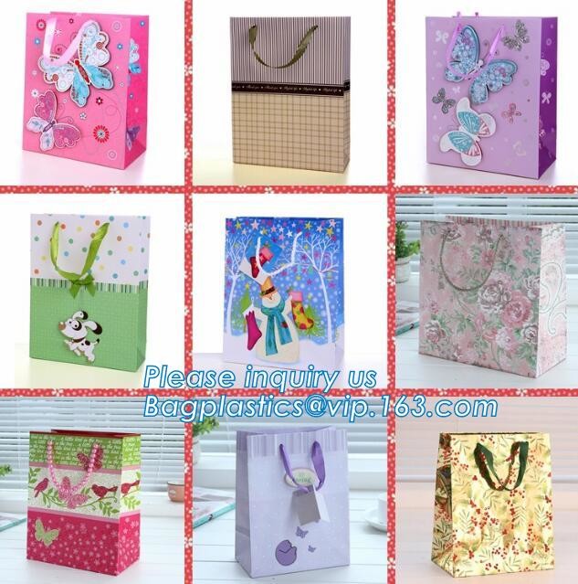 Custom paper bag with handle coated white paper bag printing pattern flower carrier bag,Flower carrier paper bags with d