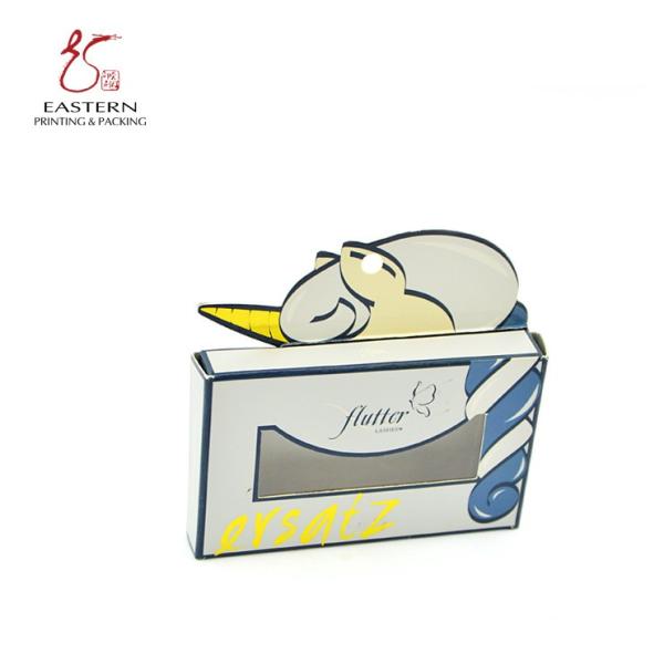 Foldable 350gsm White Cardboard Eyelash Packaging Box Crown Shaped