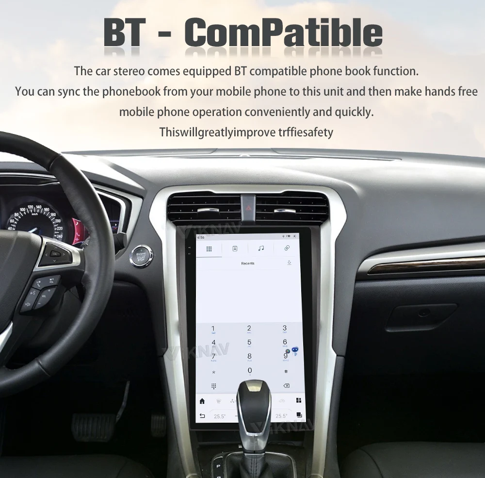 Viknav 13.6 Inch Android Auto Car Radio For Ford Mondeo 2013-2021 Multimedia Player GPS Navigation Head Unit Wireless Carplay