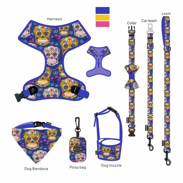 Breathability Dog Poop Bags No Pull Harness Leash Collar Set