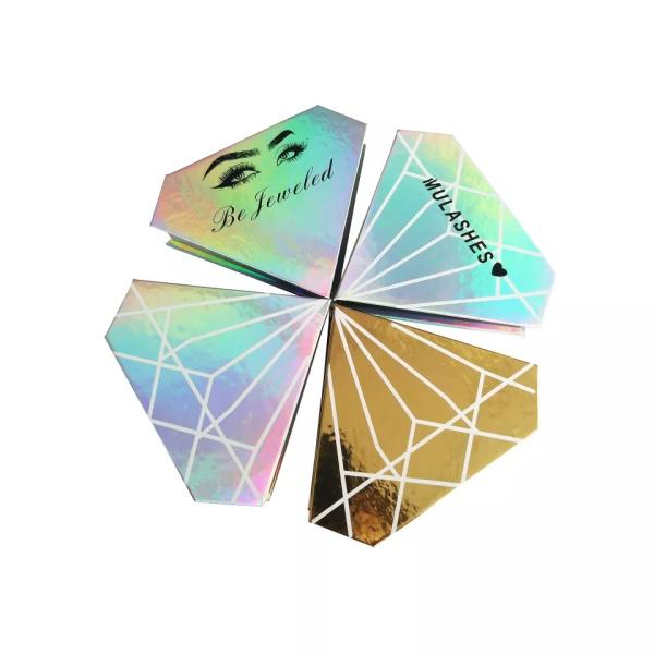 Recyclable UV Printing Diamond Shape Eyelash Box With Holographic Finish