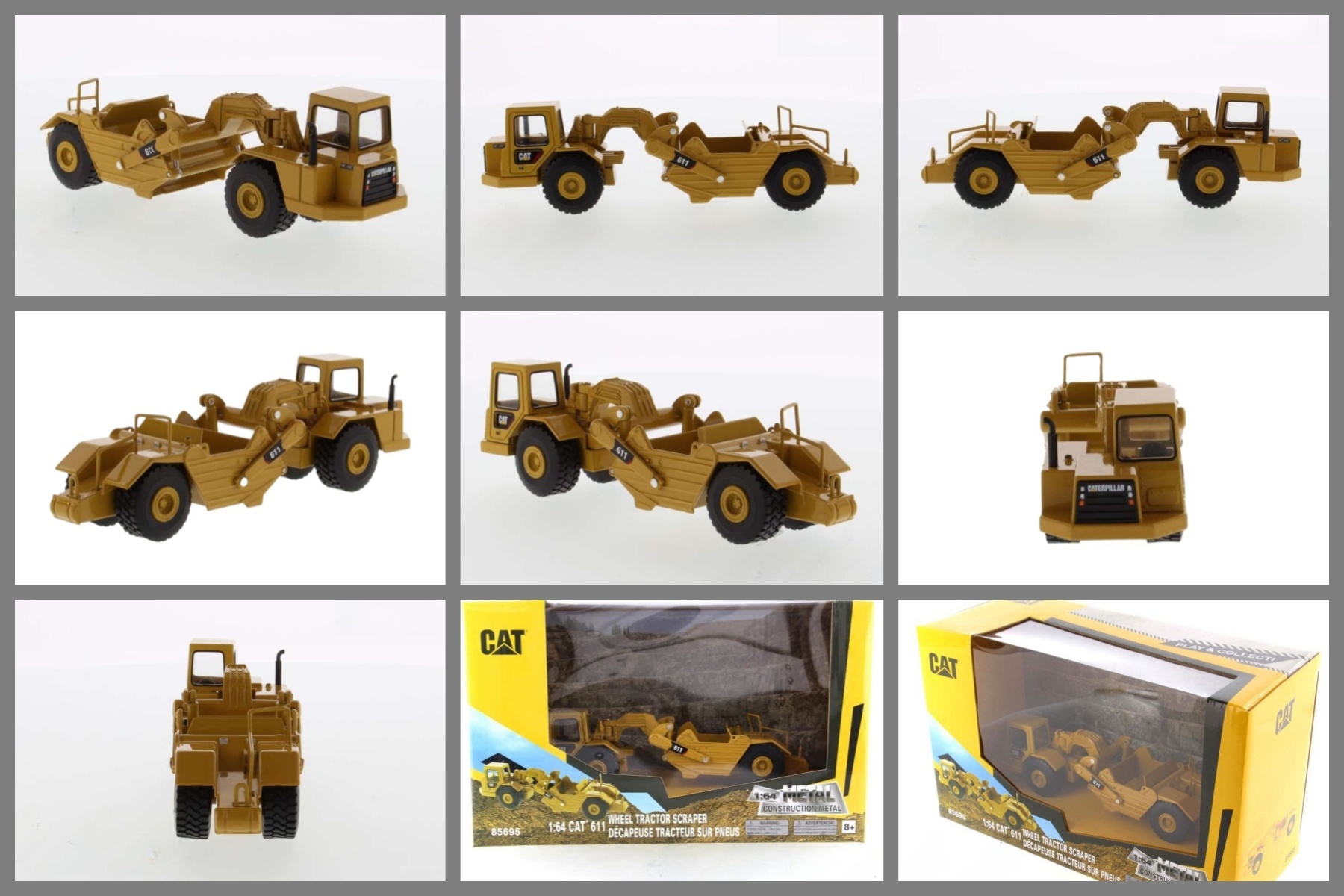 DM Caterpillar 611 Scraper Haul Truck 1:64 Scale Diecast Dump Truck Model 85695