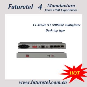 Fiber Optical E1 interface to 4voice Ethernet 4RS232 multiplexer