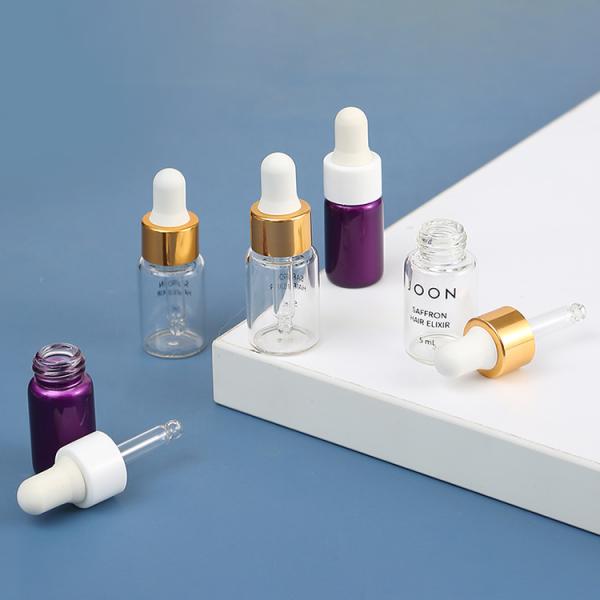 2ml 3ml 5ml 10ml Round Glass Dropper Bottle Small Mini Frosted Glass Essential Oil Bottle With NBR Dropper