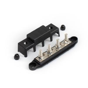 Copper Busbar 4 Stud 3/8 M10 250A Battery Power Distribution Terminal Blocks Connector With Cover For RV Marine Car Aut