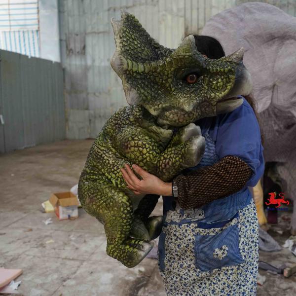 Quality Lightweight Soft Realistic Hand Puppet , Triceratops Hand Puppet for sale
