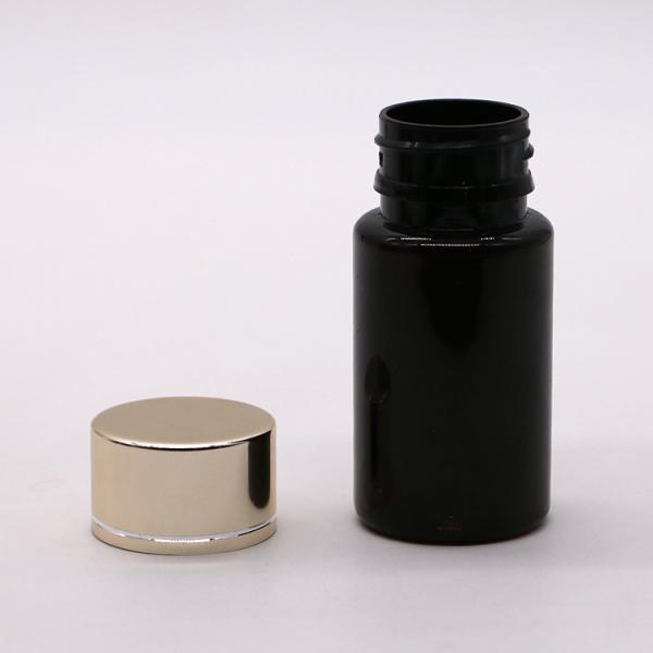 GMP 50ML PET Plastic Medicine Tablet Pill Bottle Container with Gold Silver Coating Cap