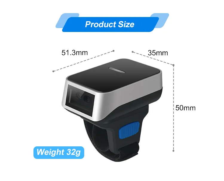 DI9010-1D Mini Finger Ring Wireless Barcode Scanner Bluetooth