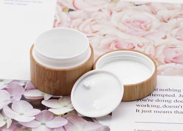 Quality Cosmetic Packaging Bamboo Cream Jars Refillable Leak Proof for sale