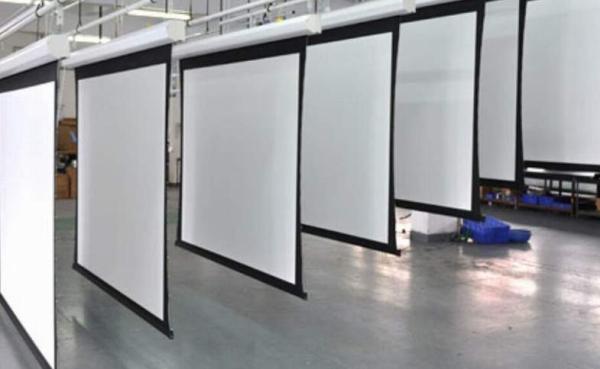 Quality White Motorized Silver Projection Screen With Remote Control For Metting Room for sale