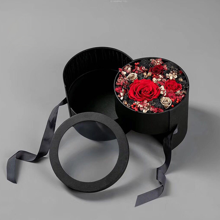 Double Layer Flower Package Custom Round Rotation 2 Two Dual Rotatable Gift Floral Box