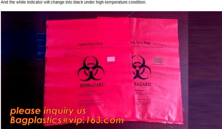 LDPE biohazard waste bin bags disposable medical autoclave bags, biohazard specimen bag plastic adhesive flat bag, bagea