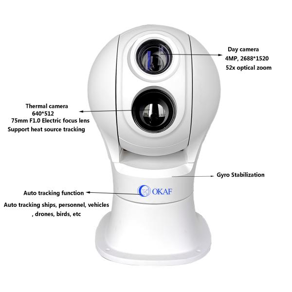 75mm long range Gyro stabilization thermal PTZ camera