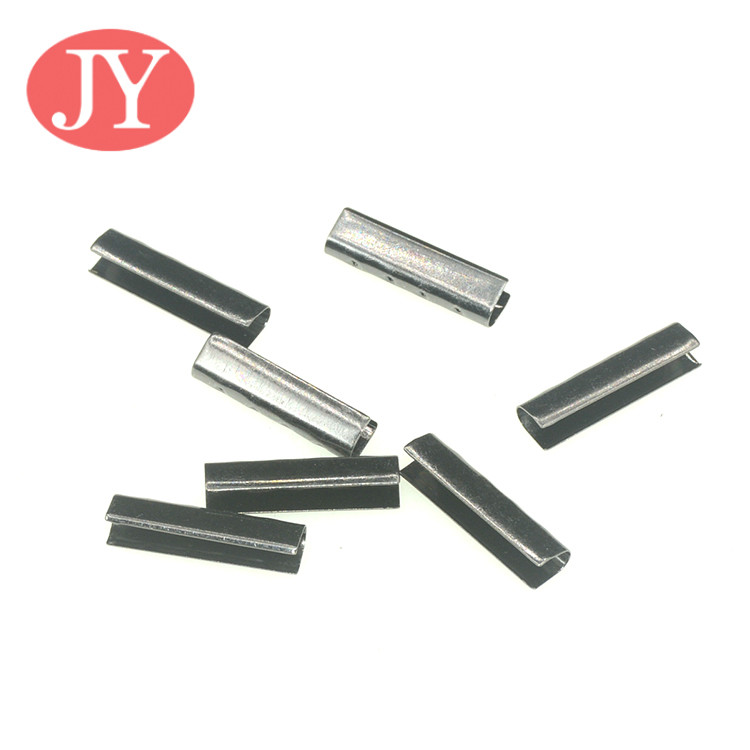 jiayang aglet metal gun color 25mm flat cord laser logo metal tipping for hoodies