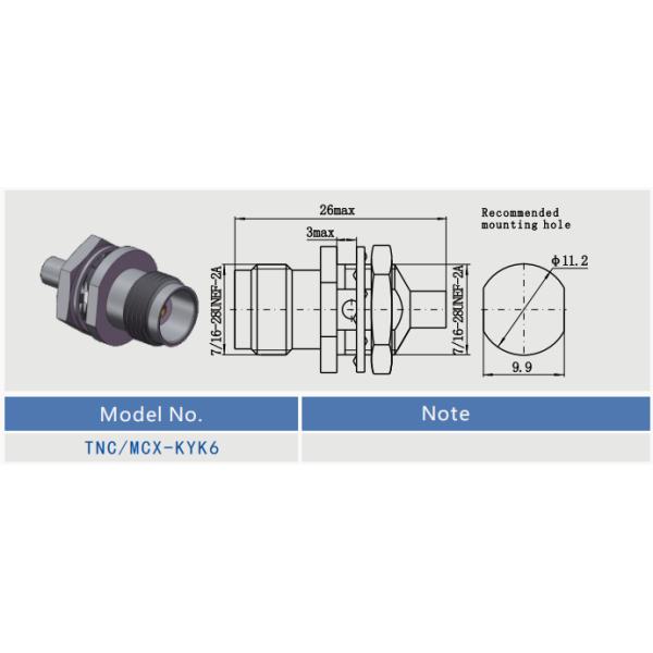 Bulkhead Mount TNC To MCX Female / Jack To Female / Jack RF Coaxial Adapters Up To 6GHz