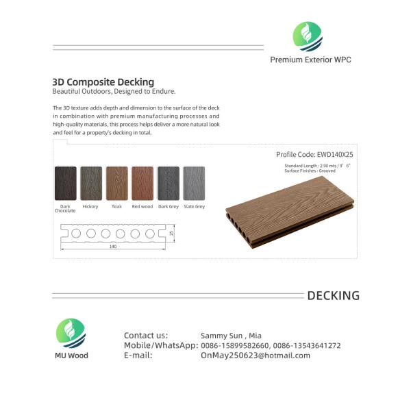 Textured 3D Composite Decking Embossing Wood Plastic Composite Decking