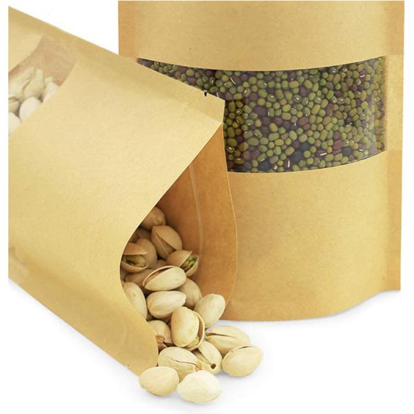 1oz 3.5×5.5inches Kraft Paper k Bag With Window Compostable