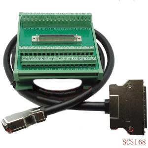 China SCSI 68 Pin Connector DIN Rail Mounting Terminal Blocks Adapter with 1 meter Cable wholesale