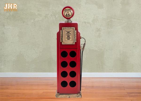 Quality Antique Wood Wine Rack Decorative Storage Cabinets MDF Floor Wine Rack 8 Bottle Red Color for sale