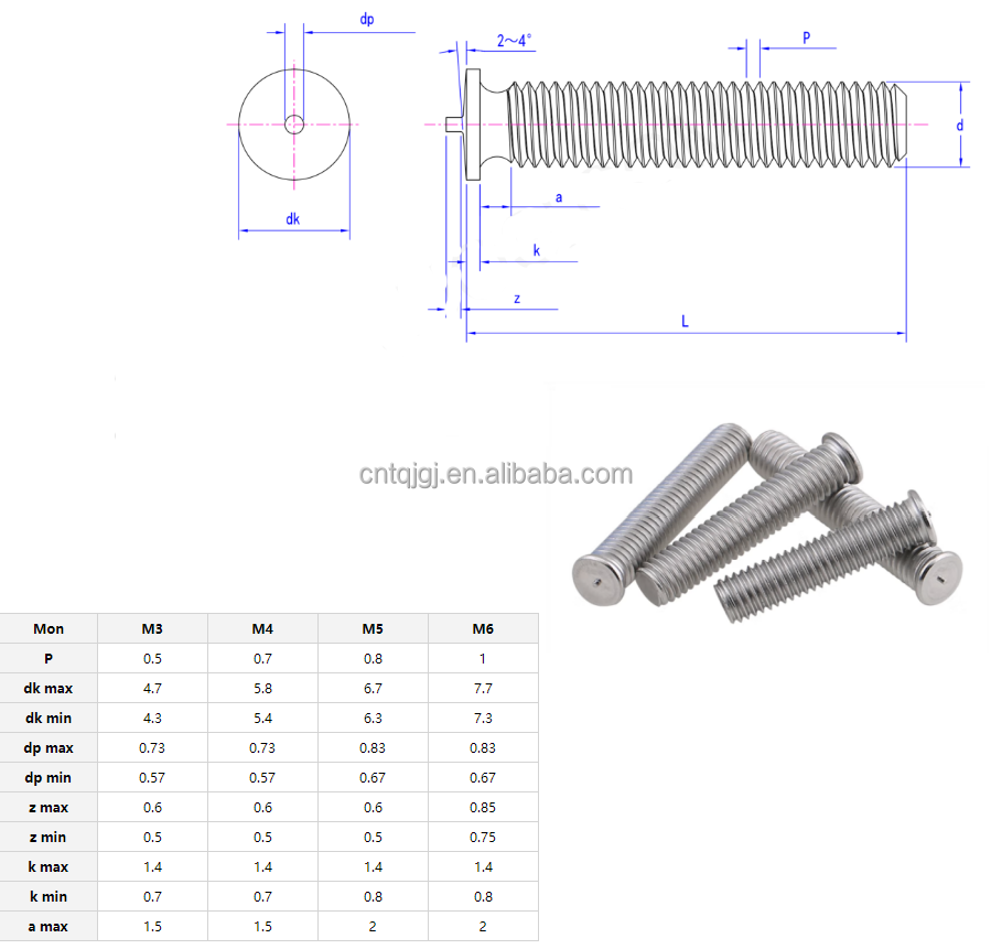 Carbon Steel Copper Plated Cd Stud Welding Iso 13918 Spot Weld Stud for Shipbuilding DIN Standard ZINC Finish Fastener