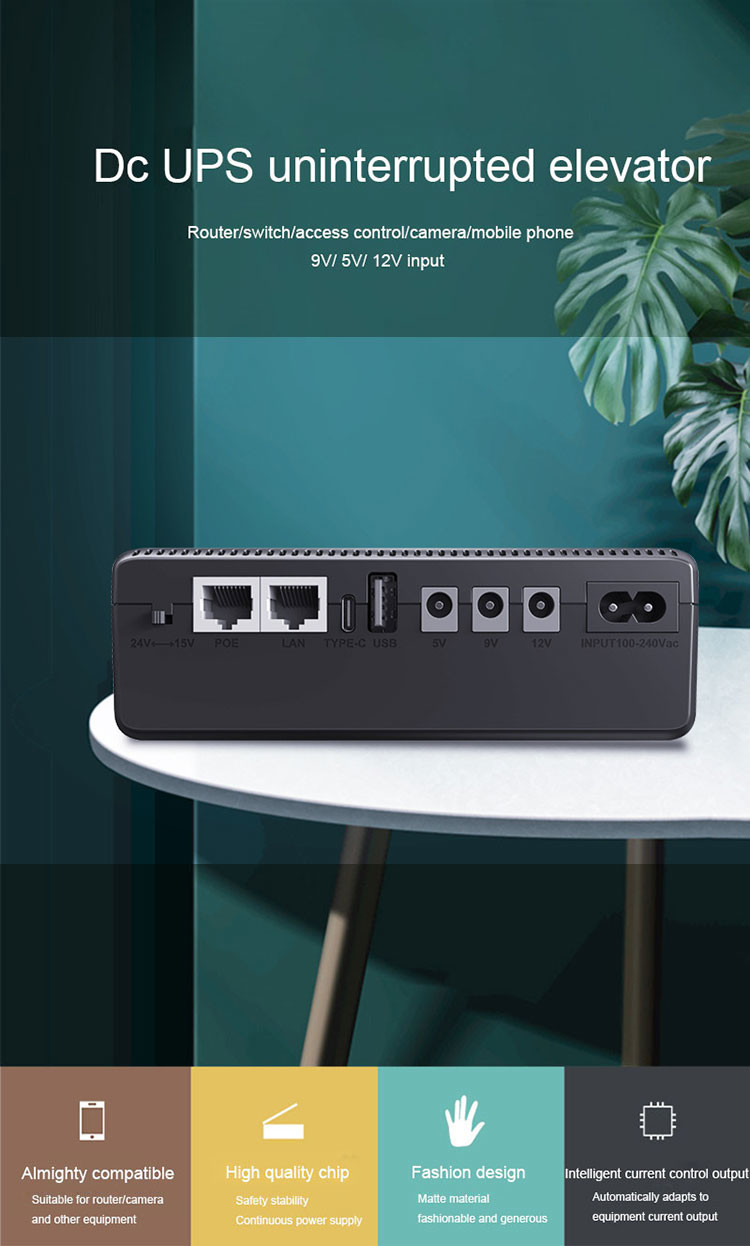 5V 9V 12V Mini Ups Poe Port Ups Backup Power Small Size 10400mah 18w