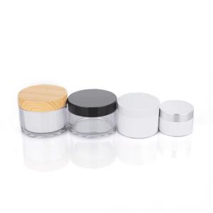 Double Layer Plastic Empty Cream Jar 100g With Bamboo Lid
