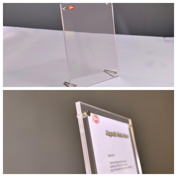 Quality Free Standing Double Sided Transparent Table Display Floating Acrylic Photo Holder Frame for sale