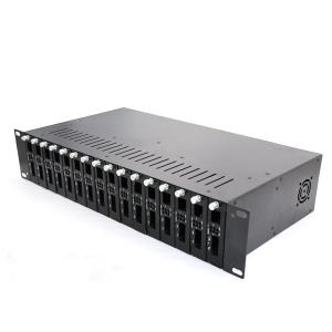 China Rack Mount Fiber Media Converter Chassis 2U 16 Slots With Dual Power wholesale