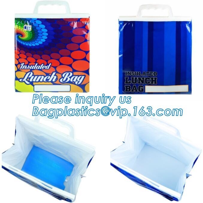 Custom Packing Aluminum Foil Zip-Lock Grocery Handle Thermal Insulation Cooler Bag For Outdoors,Promotional Insulated La