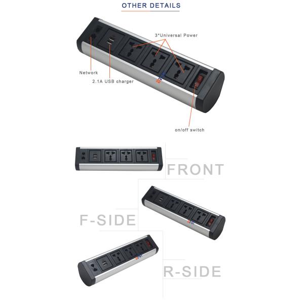 multifunction clamp on tabletop power module with usb charger for conference table