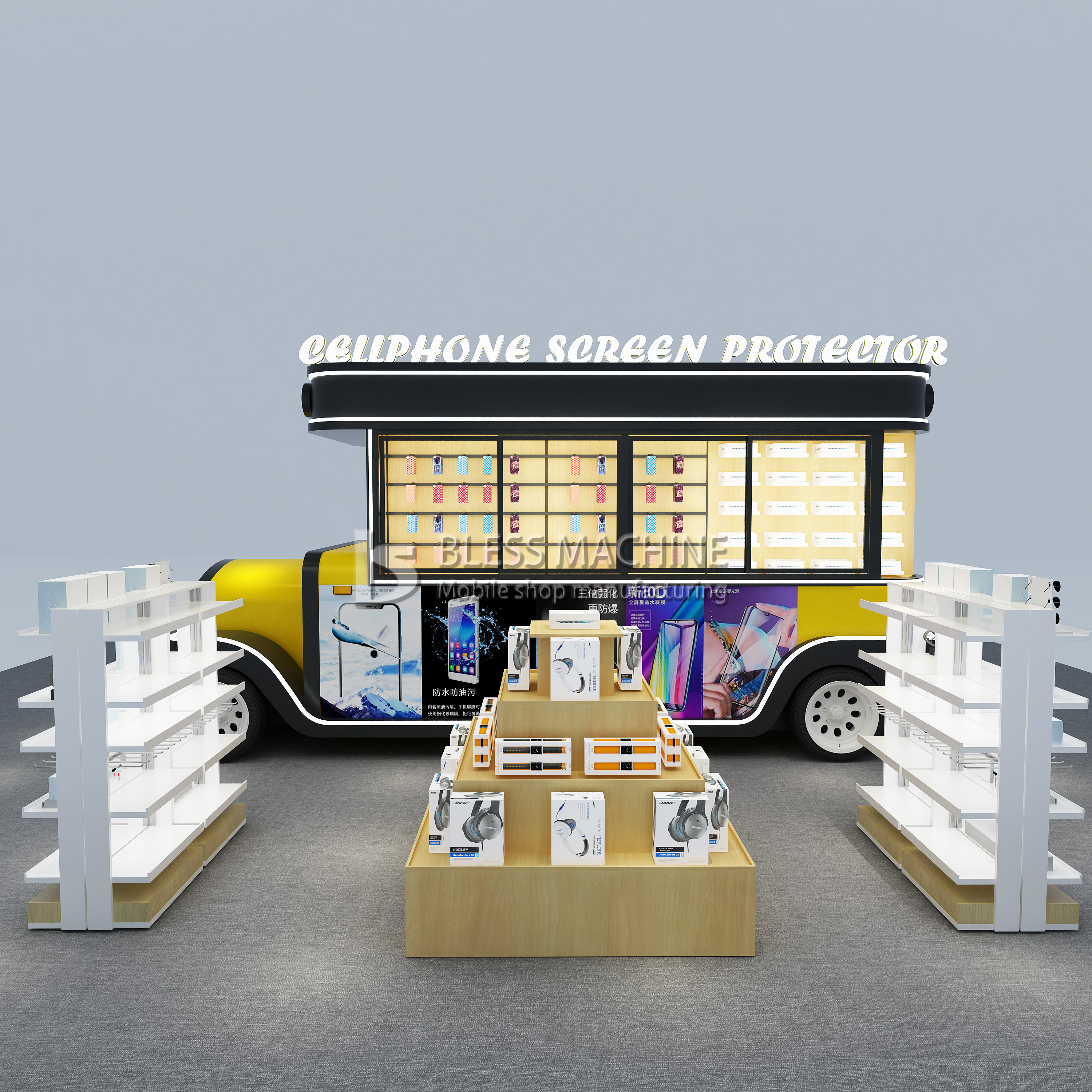 Stainless Steel Fast Food Snack Beverage Beer Drink Ice Cream Coffee Milk Tea Trailer Bar Cart