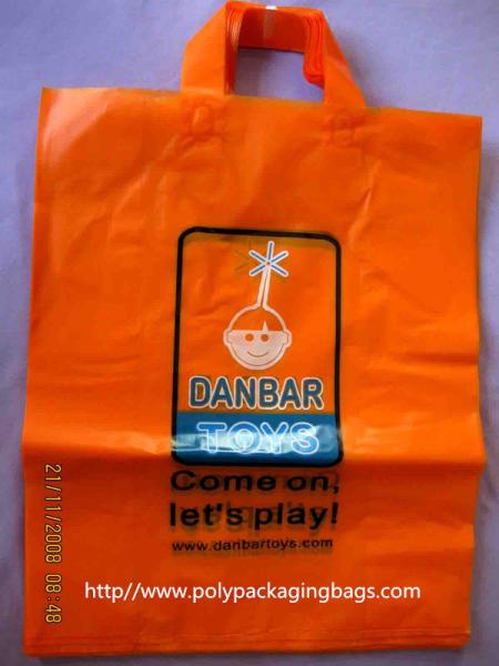 Quality Orange Plastic Clothes Packaging Soft Loop Handle Bag in HDPE LDPE for sale