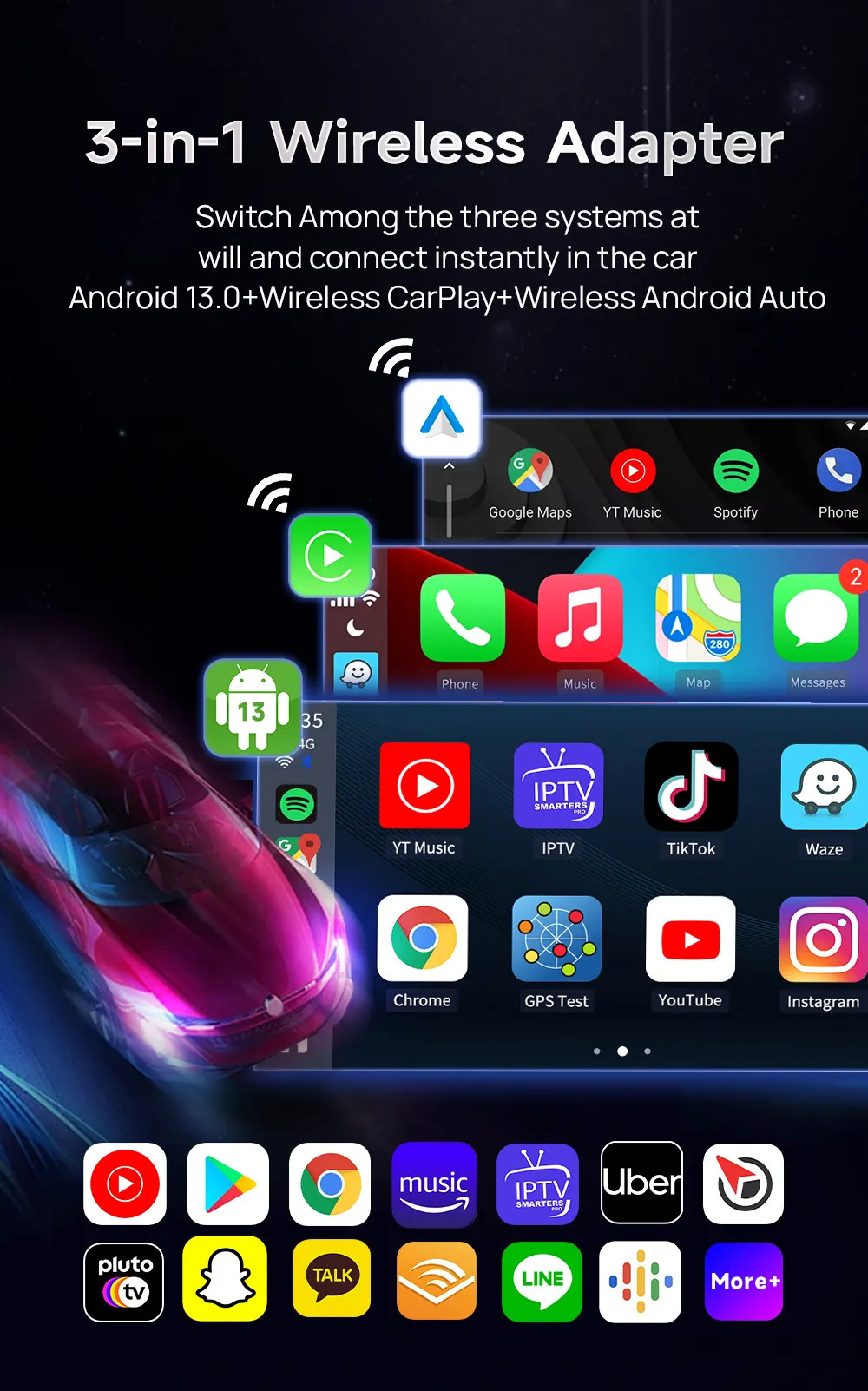 Multi Media Cpc200 Tbox 8G 128Gb Up To 512Gb Android 13 SM6625 Wireless Adapter Carplay Dongle Youtube Netflix Ai Tv Box