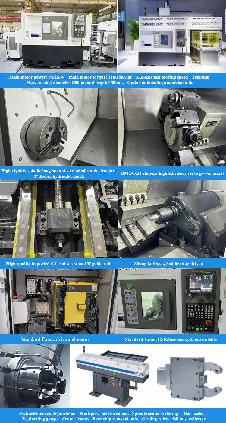Horizontal Turning Center HTC30Hm Horizontal 12-station Power Turret CNC Turning Lathe Machine